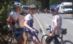 Maddy, Nick and Ben - waiting for the peleton